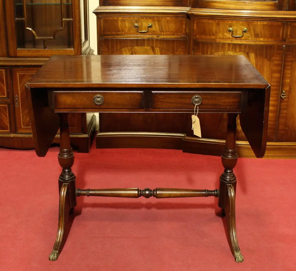 Englische Möbel Regency Mahagoni Pembroke Schreibtisch Klapptisch 2 Schubfach UK 0