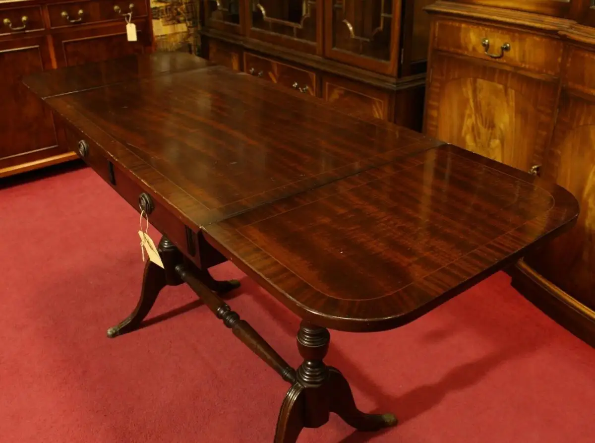 Englische Möbel Regency Mahagoni Pembroke Schreibtisch Klapptisch 2 Schubfach UK 4