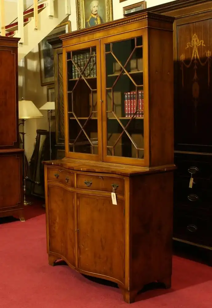 Englische Möbel Regency Bücherschrank mit serpentine Front Schubfach vers Regale 2