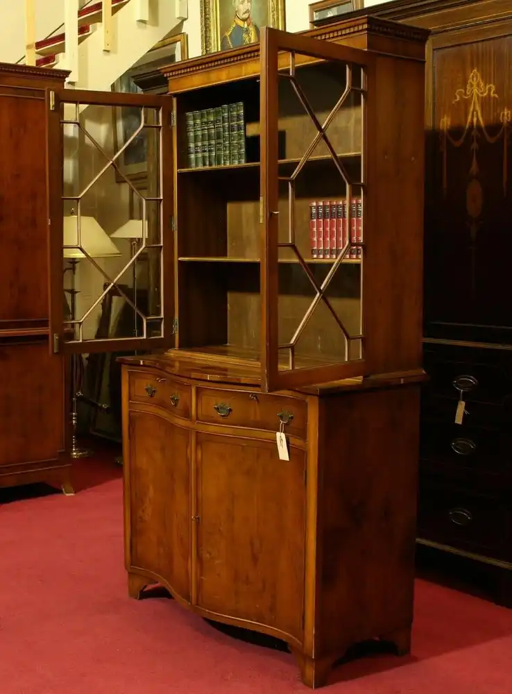 Englische Möbel Regency Bücherschrank mit serpentine Front Schubfach vers Regale 4