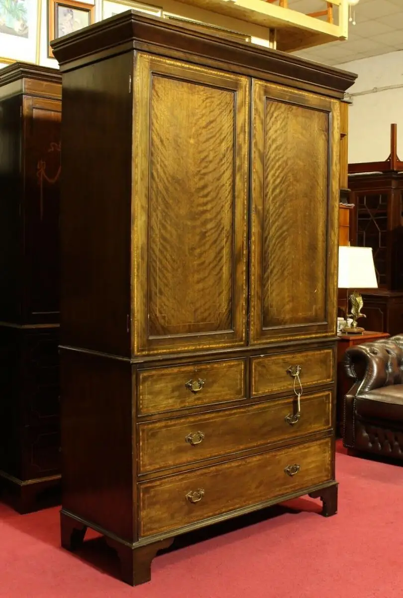 Englische Möbel Antik Schrank Kleider Diele Gentlemans Wardrobe Herrenzimmer UK 1