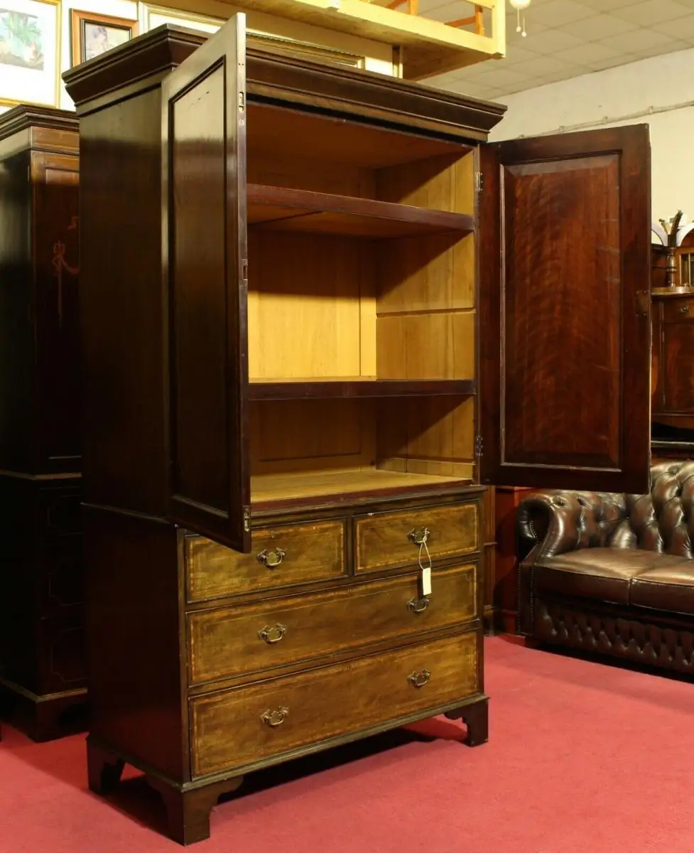 Englische Möbel Antik Schrank Kleider Diele Gentlemans Wardrobe Herrenzimmer UK 3