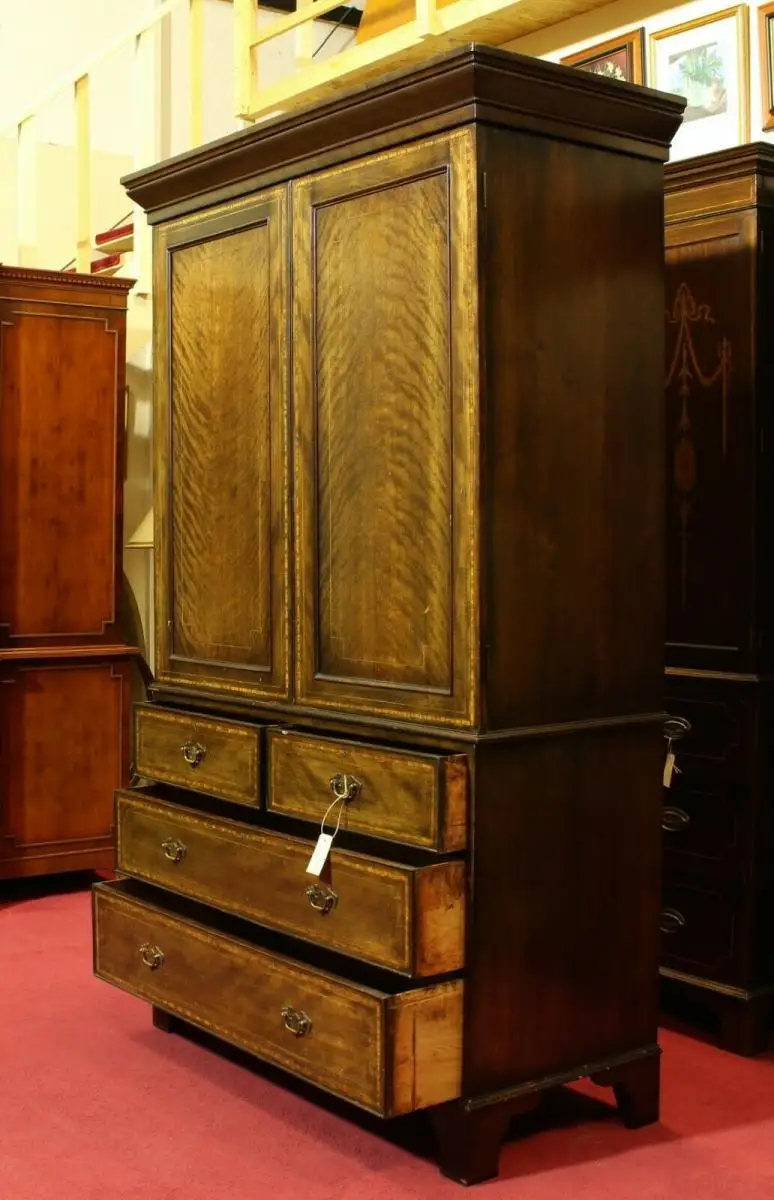 Englische Möbel Antik Schrank Kleider Diele Gentlemans Wardrobe Herrenzimmer UK 4