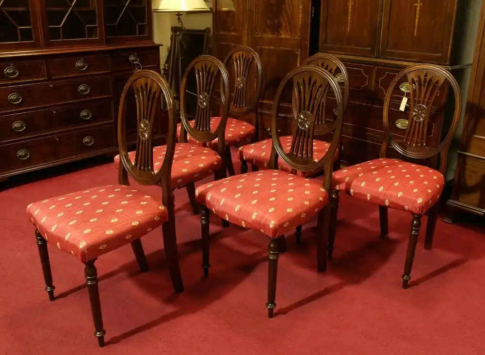 Englische Möbel Set von 5 Esszimmer Esstisch Stuhl Stühle original Hepplewhite 2