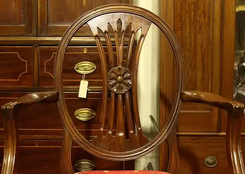 Englische Möbel Set von 5 Esszimmer Esstisch Stuhl Stühle original Hepplewhite