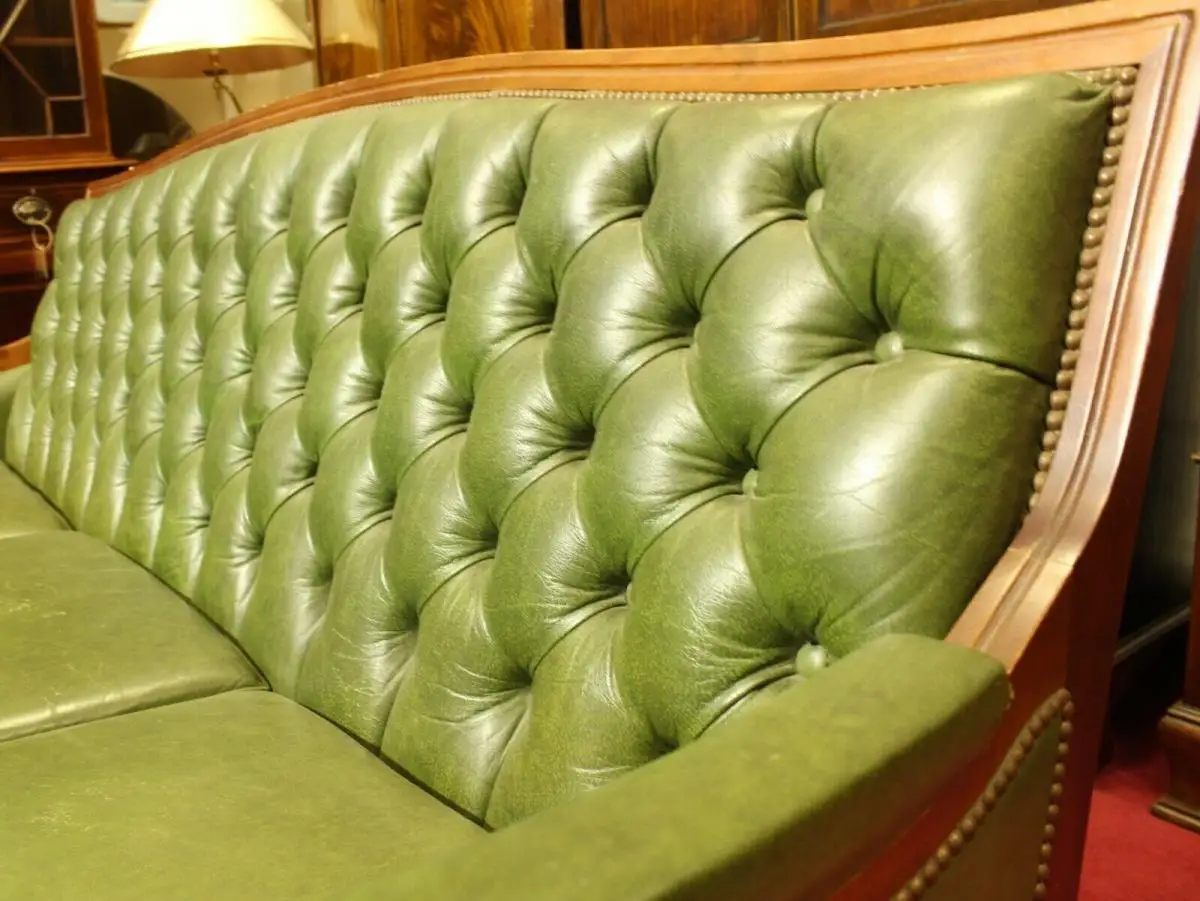 Englische Möbel Chesterfield Sofa Sitzbank Bank Leder Stilmöbel Made in England 3