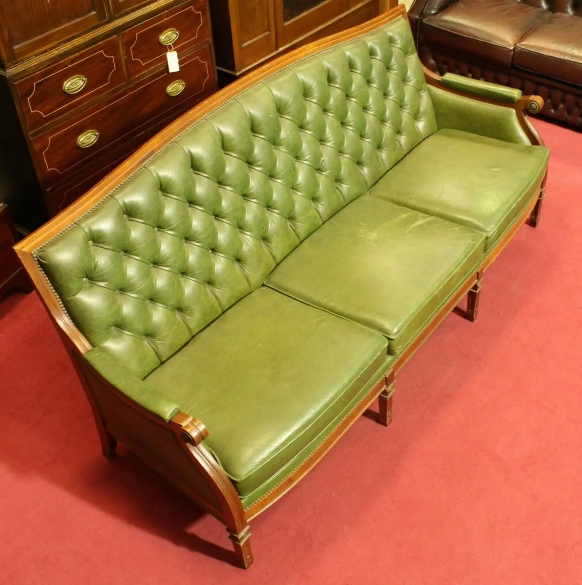 Englische Möbel Chesterfield Sofa Sitzbank Bank Leder Stilmöbel Made in England 5