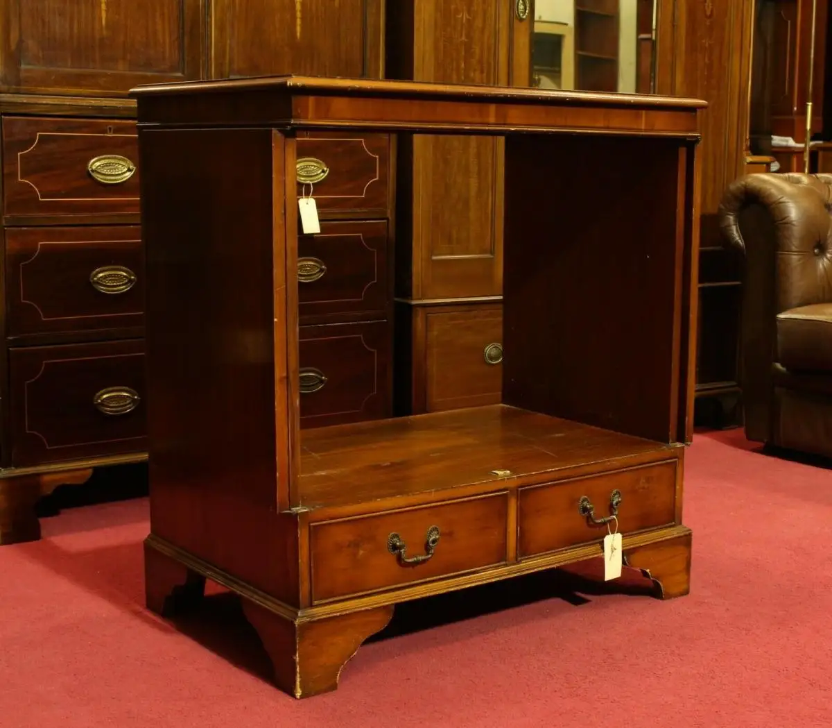 Englische Möbel Regency Highboard TV Kommode Eibe mit Tür Schubfächer Made in UK 3