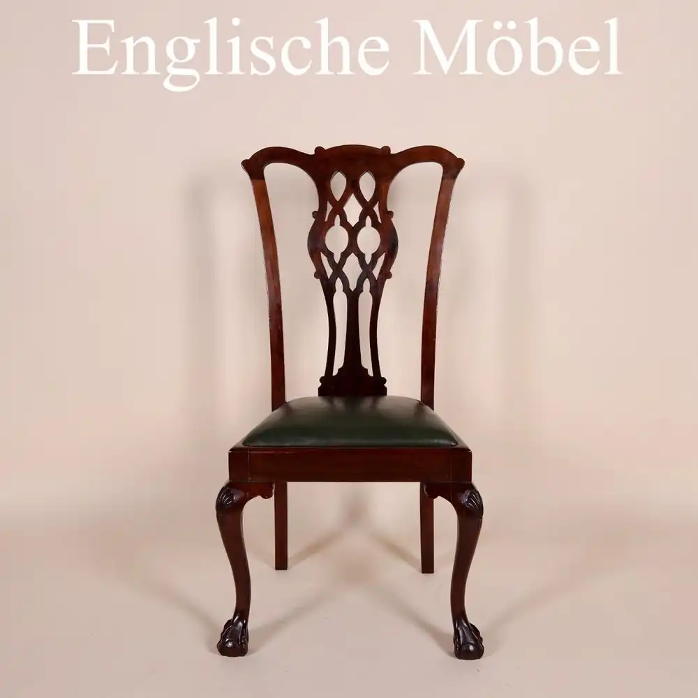 Englische Mbel Antik Set von 4 Edwardian Esszimmer Esstisch Stuhl Sthle Leder 0