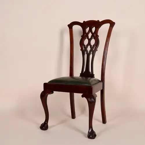 Englische Möbel Antik Set von 4 Edwardian Esszimmer Esstisch Stuhl Stühle Leder