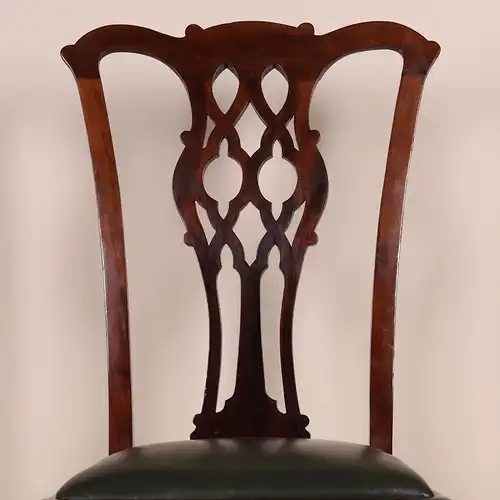 Englische Möbel Antik Set von 4 Edwardian Esszimmer Esstisch Stuhl Stühle Leder