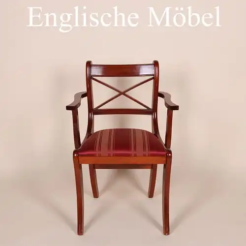 Englische Möbel Set von 2 Esszimmer Esstisch Stuhl Stühle Cross Stick m Armlehne