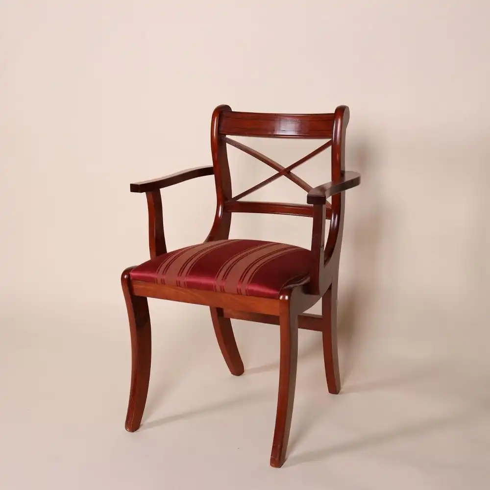 Englische Möbel Set von 2 Esszimmer Esstisch Stuhl Stühle Cross Stick m Armlehne 1