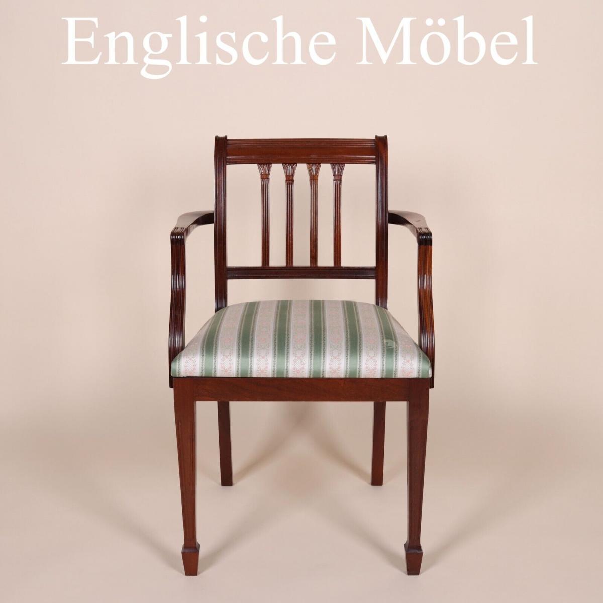 Englische M�bel Regency Set von 6 Esszimmer St�hle Stuhl 2 mit Armlehne Mahagoni 0