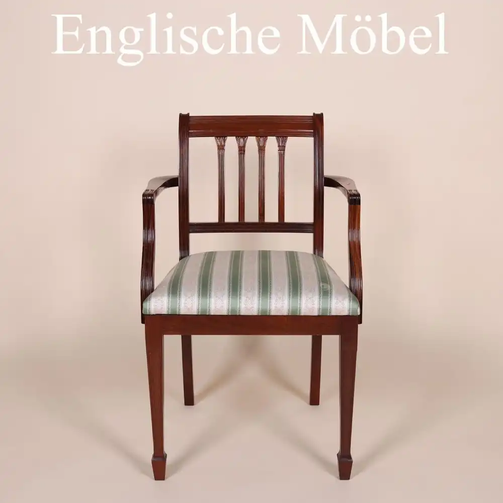Englische Mbel Regency Set von 4 Esszimmer Sthle Stuhl 1 mit Armlehne Mahagoni 0