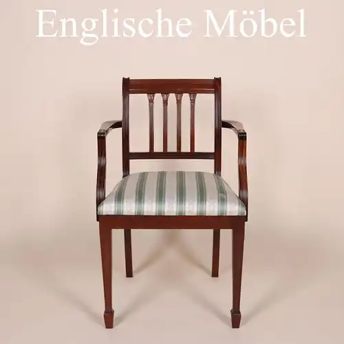 Englische Möbel Regency Set von 4 Esszimmer Stühle Stuhl 1 mit Armlehne Mahagoni