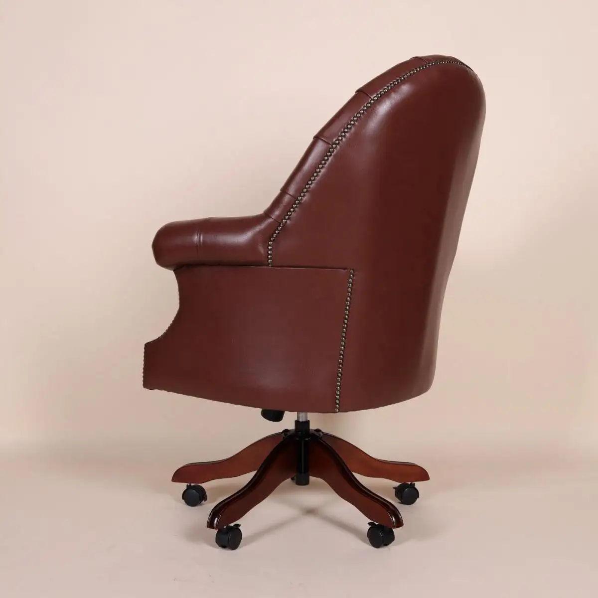 Englische Möbel Chesterfield Swivel Büro Drehstuhl Antik Leder Rollen Homeoffice 2