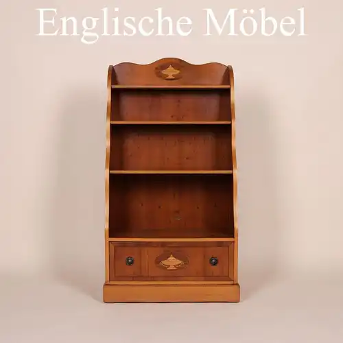 Englische Möbel original Bücherregal Eibe Highboard Bookcase Schubfach Intarsie