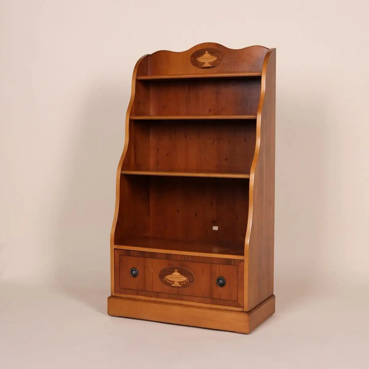 Englische Möbel original Bücherregal Eibe Highboard Bookcase Schubfach Intarsie 1