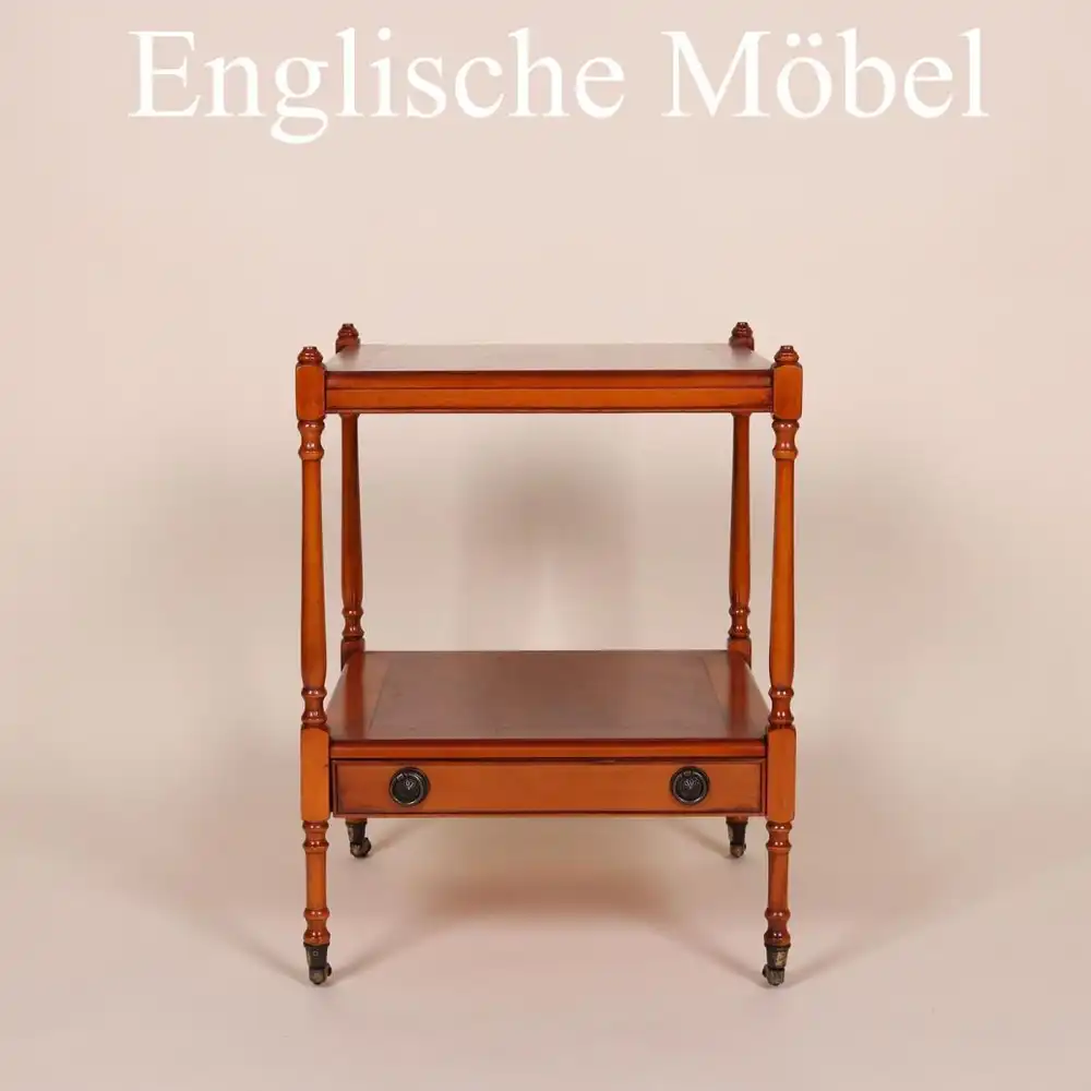 Englische Möbel Stilmöbel Regency Eibe Tisch Beistelltisch Lampentisch 2 Ebene 0
