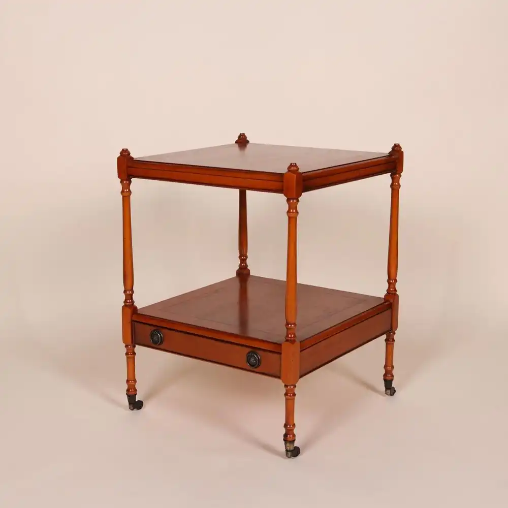 Englische Möbel Stilmöbel Regency Eibe Tisch Beistelltisch Lampentisch 2 Ebene 1