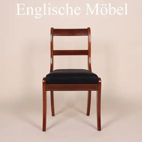 Englische Möbel Set von 2 Esszimmer Esstisch Stuhl Stühl Intarsie Regency UK