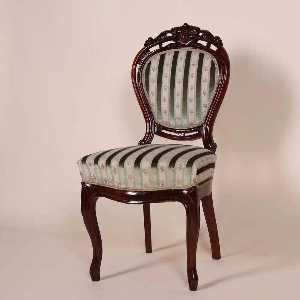 Englische Möbel Antik Mahagoni Stuhl Biedermeier Stoff mit Rückenpolsterung 1/2 1
