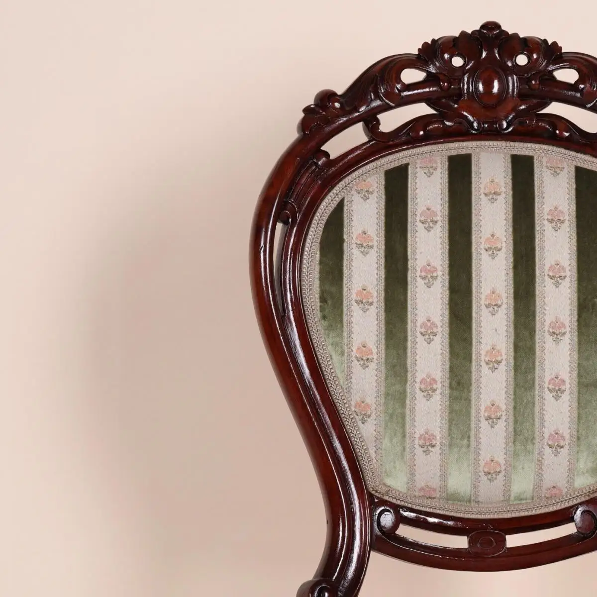 Englische Möbel Antik Mahagoni Stuhl Biedermeier Stoff mit Rückenpolsterung 1/2 2