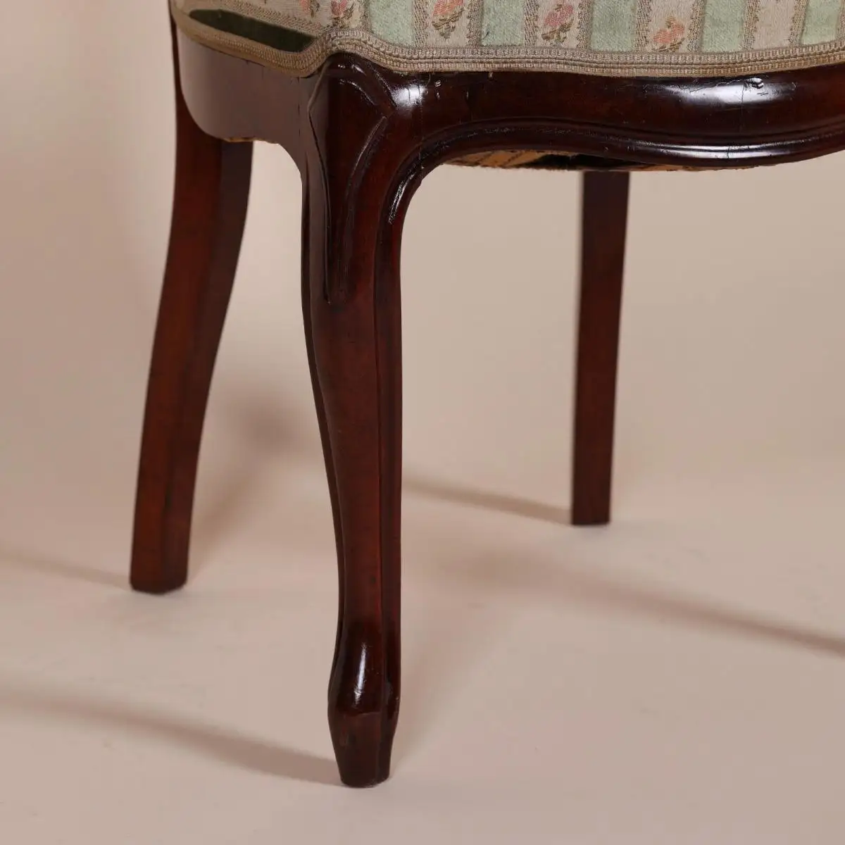 Englische Möbel Antik Mahagoni Stuhl Biedermeier Stoff mit Rückenpolsterung 1/2 3