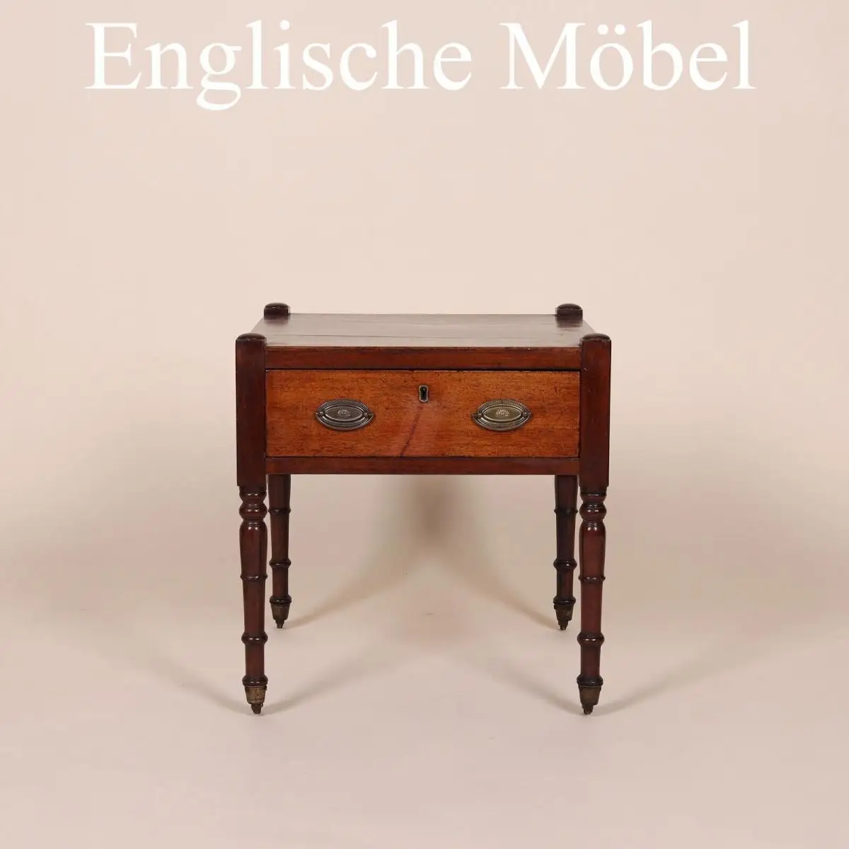 Englische Möbel Antik Mahagoni Tisch Beistelltisch Lampentisch Schubfach Rollen 0