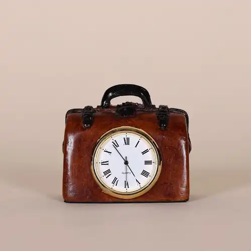 Englische Möbel Design Aktenkoffer Uhr Tischuhr Kaminuhr Dekoration Handcrafted