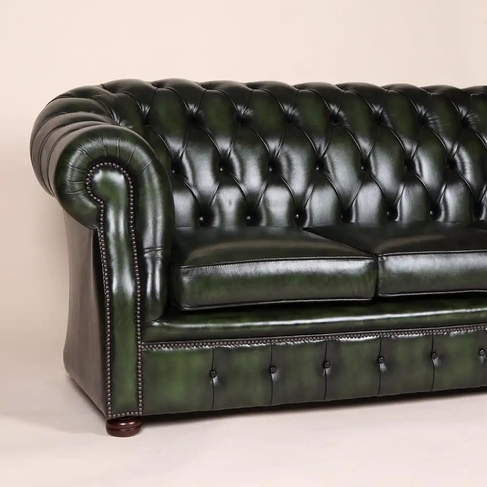 Englische Möbel Chesterfield Sofa 3-Sitzer Antik Leder Büro Herrenzimmer NEU UK 1