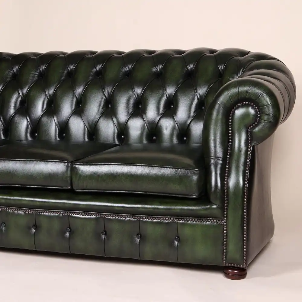 Englische Möbel Chesterfield Sofa 3-Sitzer Antik Leder Büro Herrenzimmer NEU UK 2