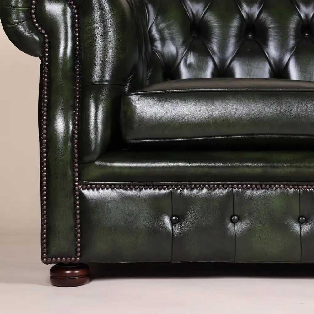 Englische Möbel Chesterfield Sofa 3-Sitzer Antik Leder Büro Herrenzimmer NEU UK 4