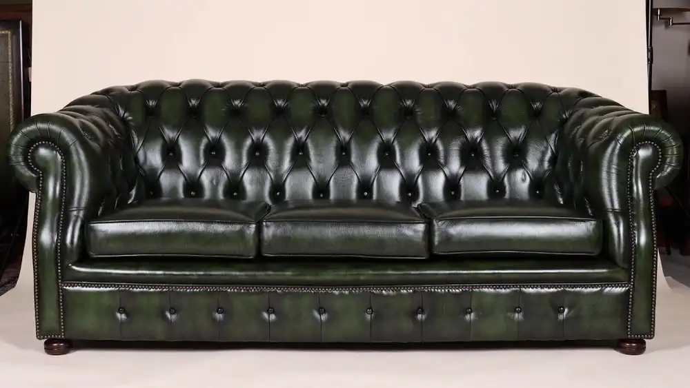 Englische Möbel Chesterfield Sofa 3-Sitzer Antik Leder Büro Herrenzimmer NEU UK 6