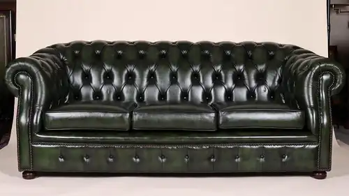 Englische Möbel Chesterfield Sofa 3-Sitzer Antik Leder Büro Herrenzimmer NEU UK