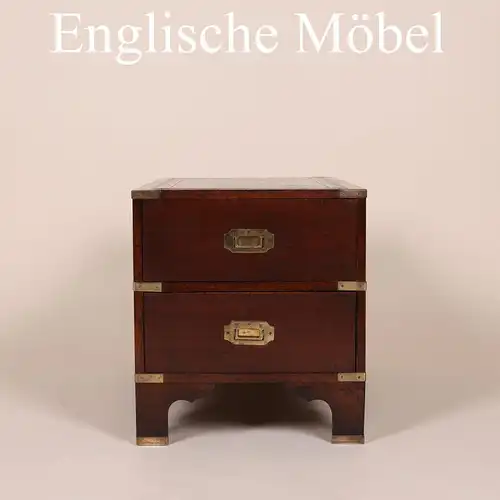Englische Möbel original Military Mahagoni Kommode Truhe mit Ledereinlage UK 1/2