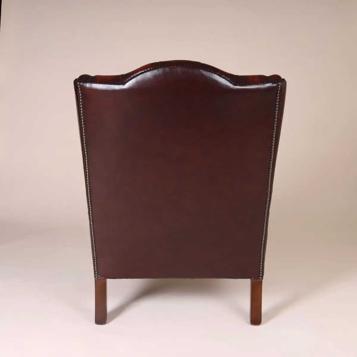 Englische Möbel Chesterfield Ohrensessel Wingchair Sessel Antik Leder Mahagoni 4
