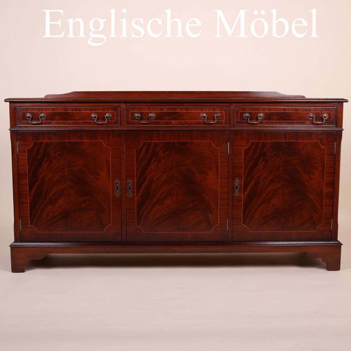 Englische Möbel Stilmöbel Mahagoni Sideboard Anrichte Intarsie Schubfächer UK