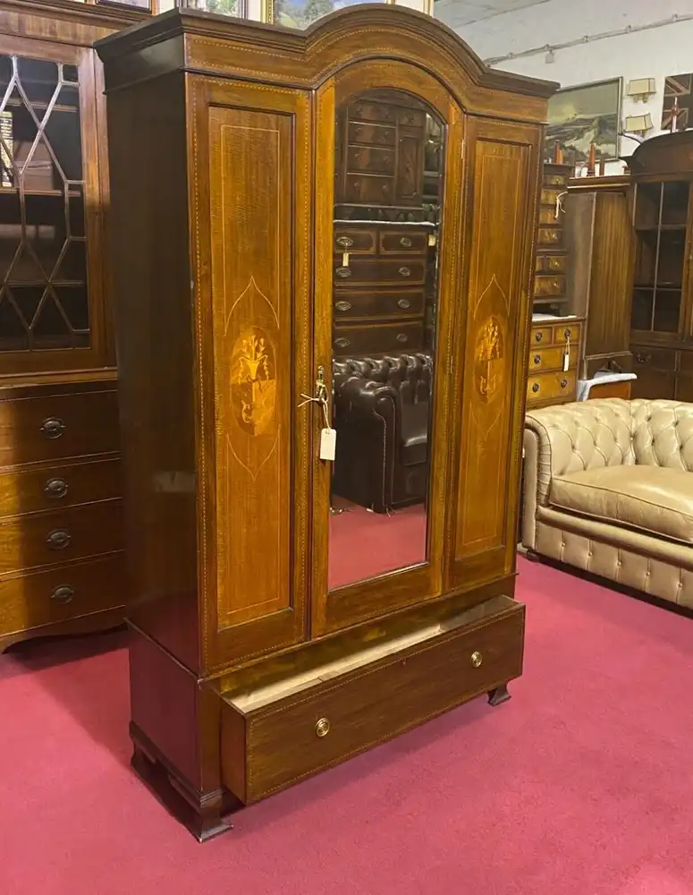 Englische Möbel Antik Schrank Kleider Dielenschrank Gentlemans Wardrobe England 6