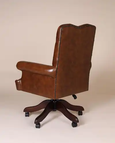 Englische Möbel Chesterfield Woburn Swivel Büro Drehstuhl Antik Leder Rollen UK