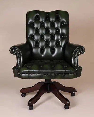 Englische Möbel Chesterfield Woburn Swivel Büro Drehstuhl Antik Leder Rollen UK