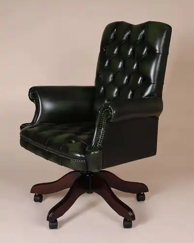 Englische Möbel Chesterfield Woburn Swivel Büro Drehstuhl Antik Leder Rollen UK