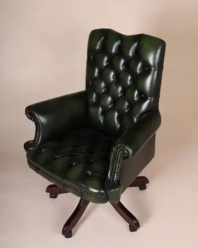 Englische Möbel Chesterfield Woburn Swivel Büro Drehstuhl Antik Leder Rollen UK