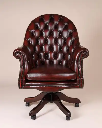 Englische Möbel Chesterfield Executive Swivel Büro Drehstuhl Antik Leder Rollen