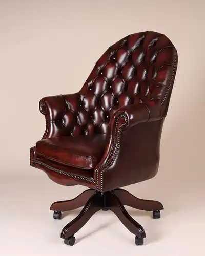 Englische Möbel Chesterfield Executive Swivel Büro Drehstuhl Antik Leder Rollen