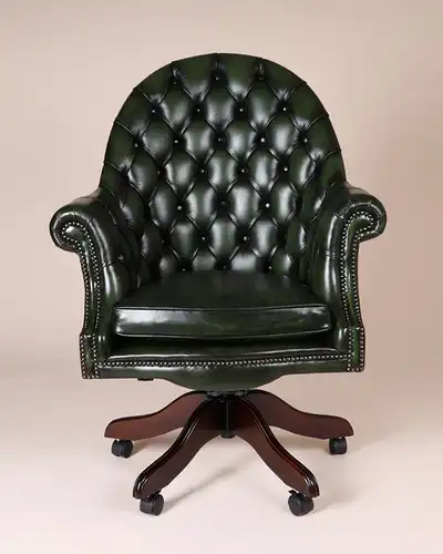 Englische Möbel Chesterfield Executive Swivel Büro Drehstuhl Antik Leder Rollen