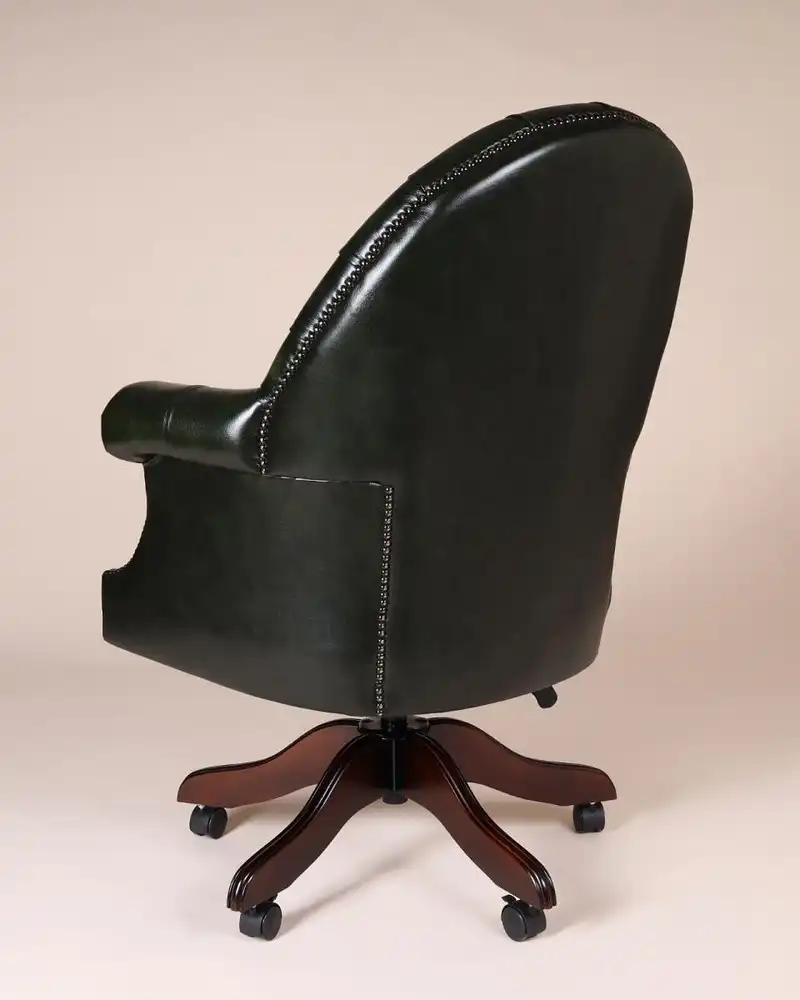 Englische Möbel Chesterfield Executive Swivel Büro Drehstuhl Antik Leder Rollen 2