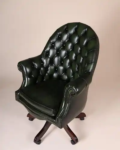 Englische Möbel Chesterfield Executive Swivel Büro Drehstuhl Antik Leder Rollen