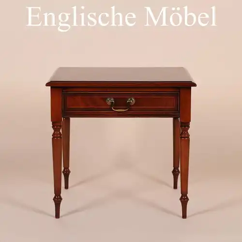 Englische Möbel Mahagoni Nachttisch Beistelltisch Lampentisch mit Schubfach UK